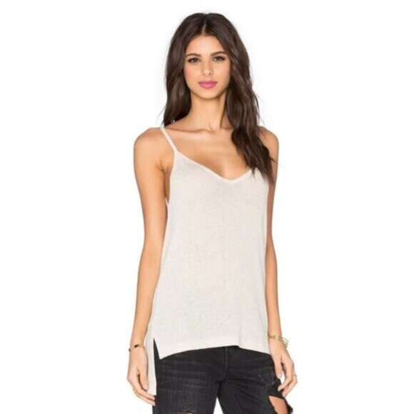 Revolve LNA Cabo Tank Top V-neck Side Slit Scour Taupe Knit V-neck Size Small - Picture 9 of 14